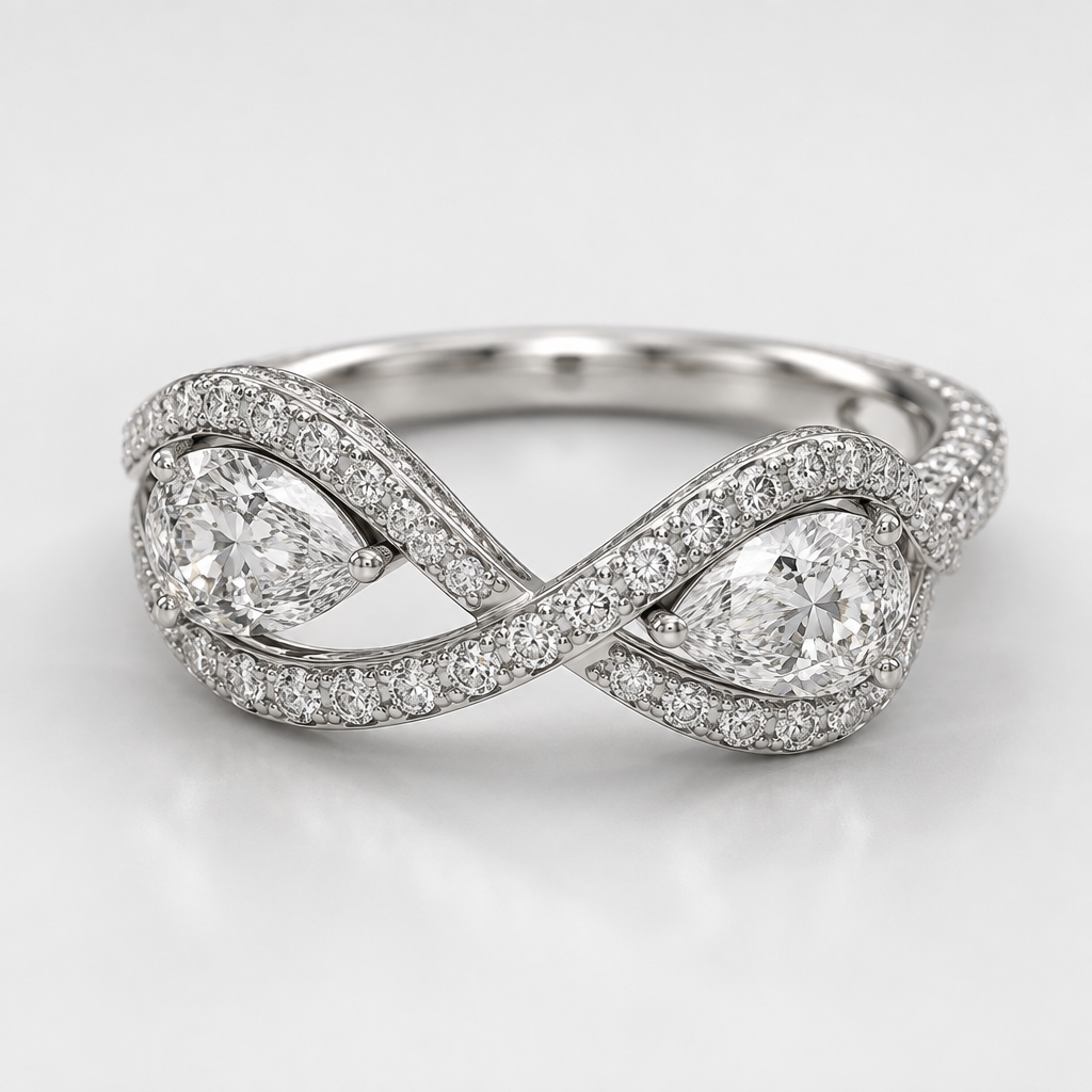 White gold with pears
photorealistic jewelry design, White gold with pears, infinity style, just the design no text
