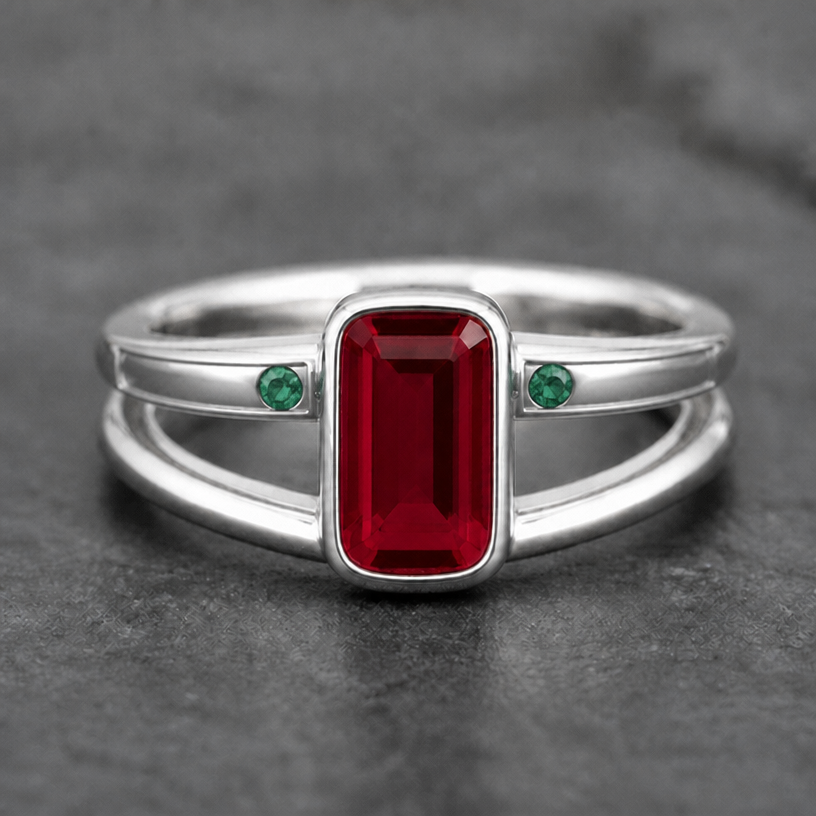 leave only one emerald on each leg of shank closest to ruby
edit the attached jewelry design with these instructions: leave only one emerald on each leg of shank closest to ruby. keep it photorealistic, just the design no text