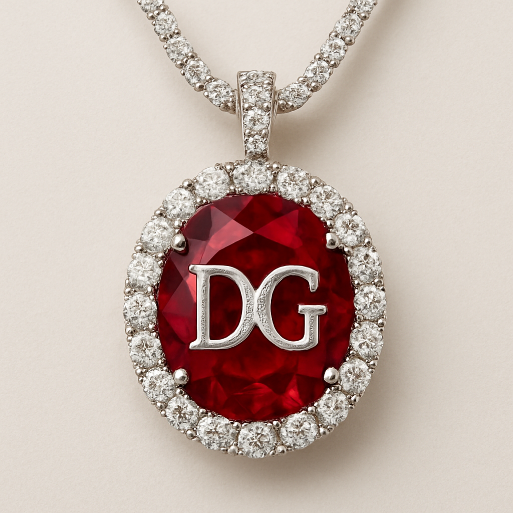 ruby with D and G letters pendant