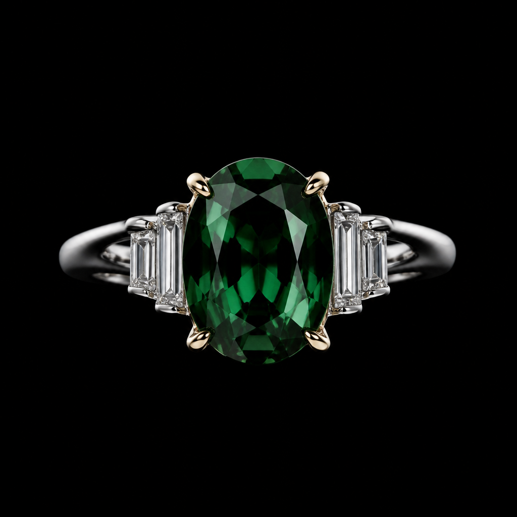 . Refinement: I want it to be a darker green, with a black background surrounding the image
photorealistic jewelry design, . Refinement: I want it to be a darker green, with a black background surrounding the image, just the design no text
