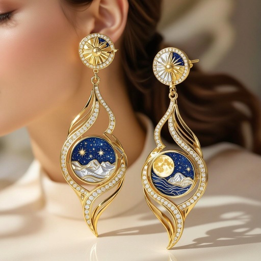 Серьги только в золотом цвете без камней фазы луны длинные серьги плавные формы