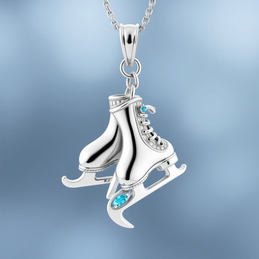 Pendant silver with stylized ice figure skating skates. Remove boots and leave only lowest part of skates. Add turquoise