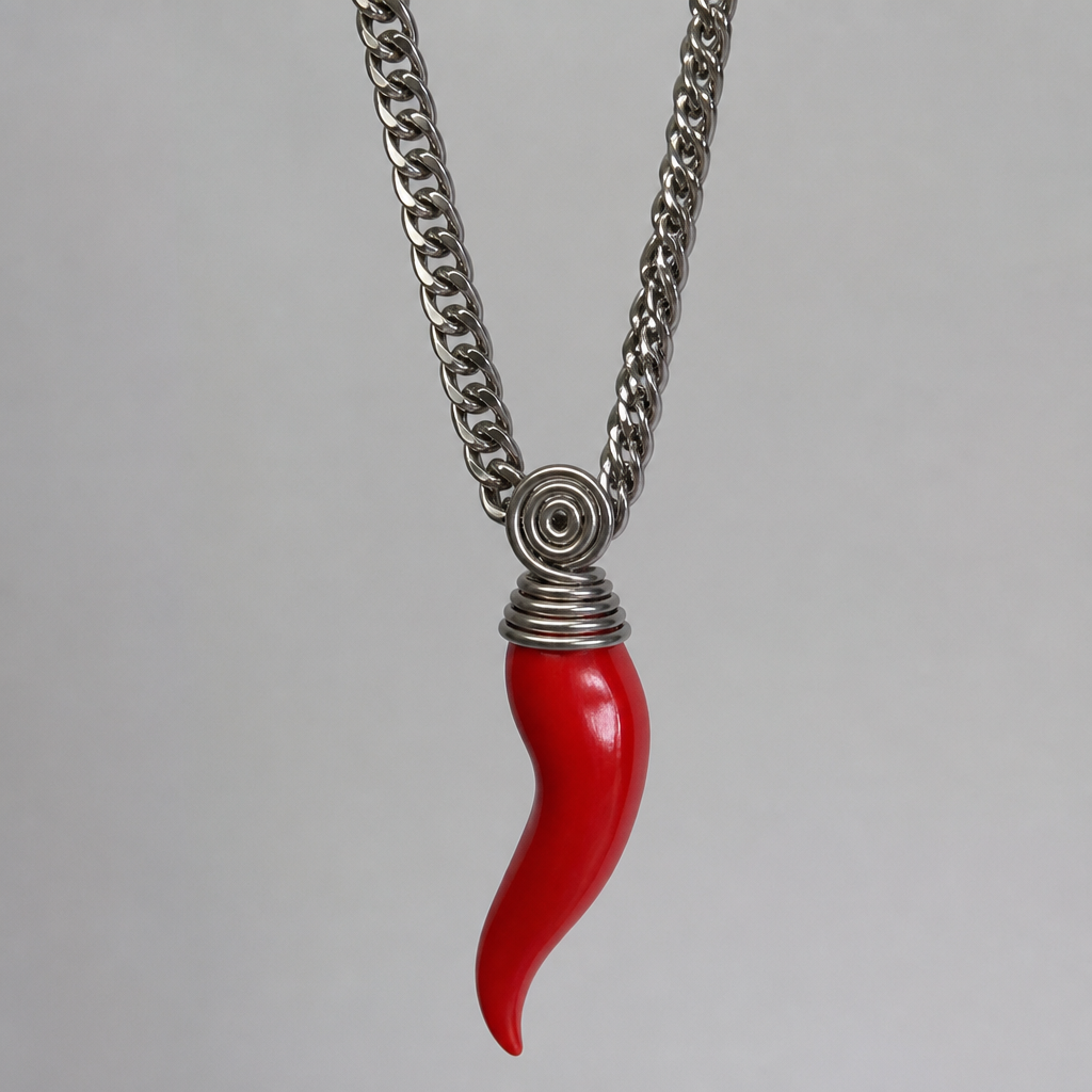 A women's ring. je veux créer un collier Long un peu épais en acier inoxydable avec un gros pendentif en imitation corail en forme d'un piment rouge une bélière en forme spirale bien serrée
photorealistic jewelry design, A women's ring. je veux créer un collier Long un peu épais en acier inoxydable avec un gros pendentif en imitation corail en forme d'un piment rouge une bélière en forme spirale bien serrée, modern style, just the design no text