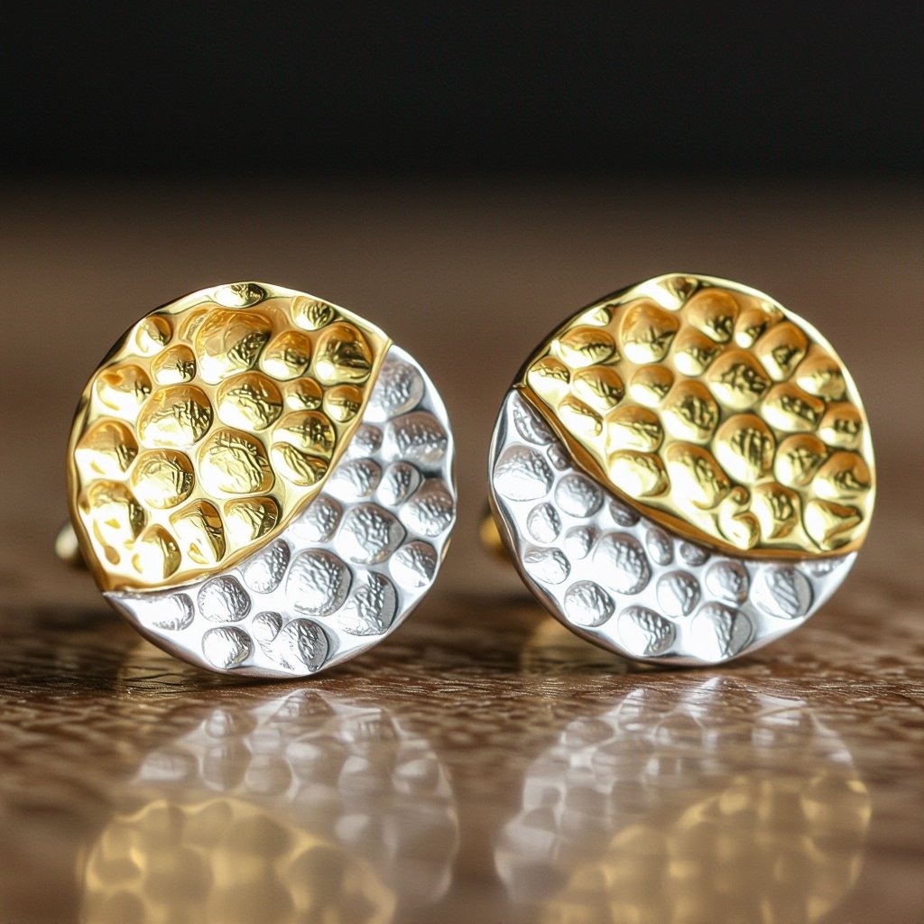 Золотые серьги полукруг половинка горящего солнца мятое неровное золото лучи волнистые другая половинка круга серебряная 