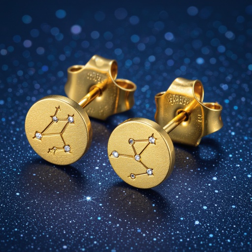  золотые матовые серьги в виде созвездия сириус