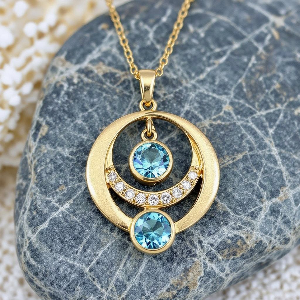 Подвеска из трех полумесяцев с узорами и камнями раухтопаза из матового неровного светлого золота с узорами соединенных цепочкой сверху самый широкий полукруг дальше средний и снизу самый маленький