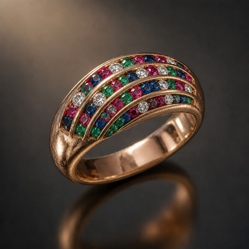 mix all gems in between each other
edit the attached jewelry design with these instructions: mix all gems in between each other. keep it photorealistic, just the design no text