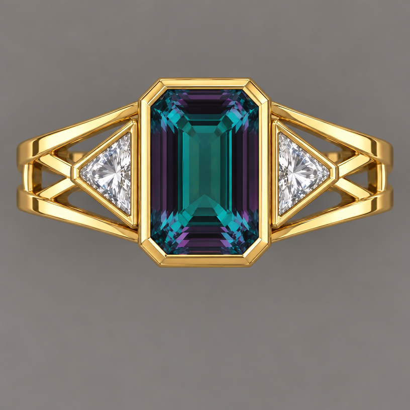 A women's ring. I want this ring but turn the 14x10mm gem the long way
using the attached image as a visual reference, create A women's ring. I want this ring but turn the 14x10mm gem the long way. photorealistic, just the design no text