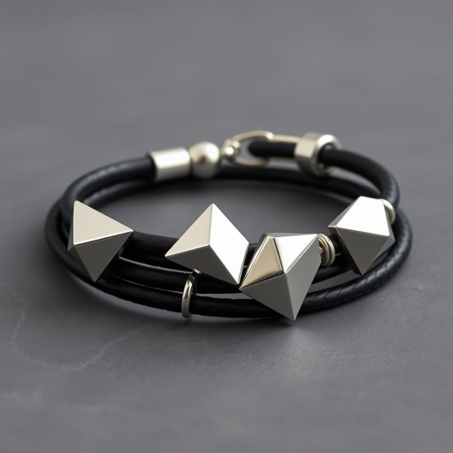 Leather bracelet with silver charms