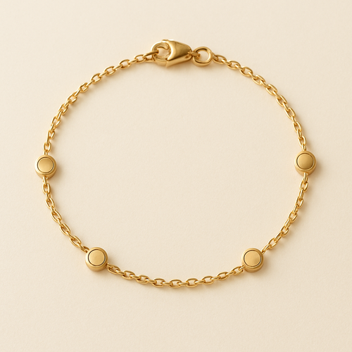 Station chain, dainty bracelet, gold. Put studs 