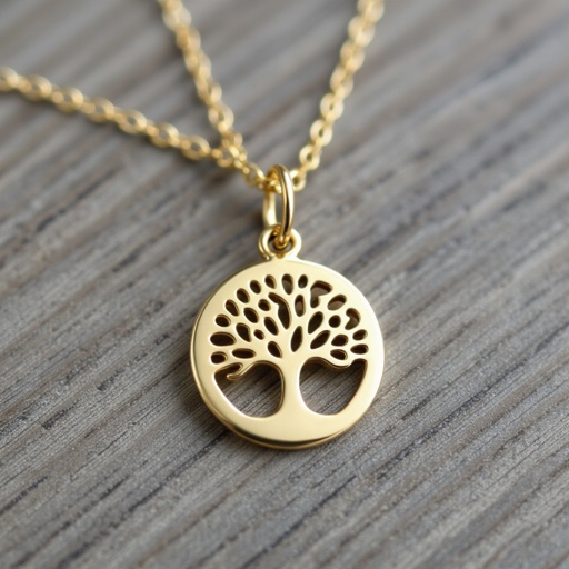 Золотой кулон с изображением дерева узоры с завитками