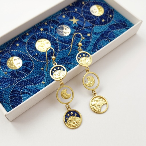 Серьги только в золотом цвете без камней фазы луны длинные серьги плавные формы