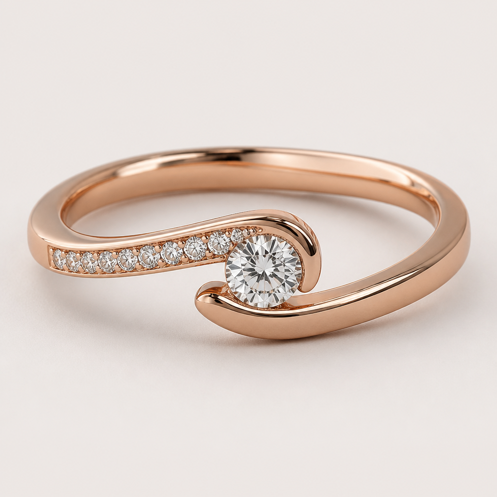 Rose gold ring with diamonds