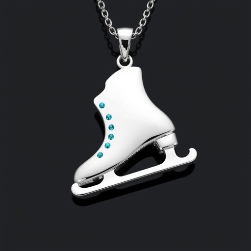 Pendant silver with stylized ice figure skating skates. Remove boots and leave only lowest part of skates. Add turquoise