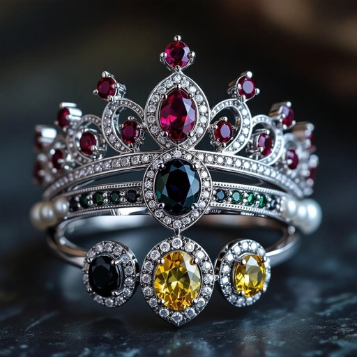 Make hogwarts inspired crowns, one for each house, silver with diamonds in the color of each house