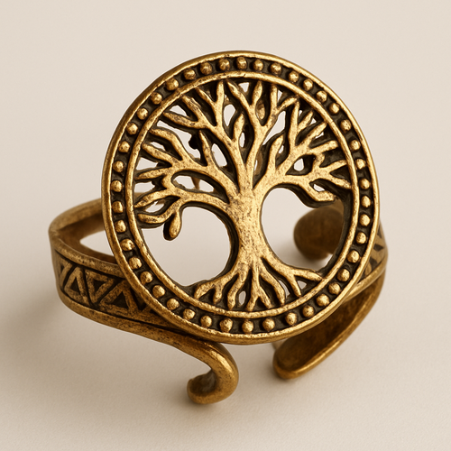 A ring of Tree of life  made of brass  and adjustable 