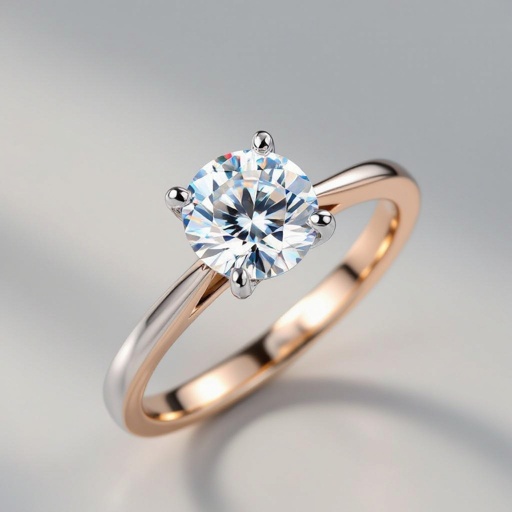 White gold and rose gold Combination with solitaire