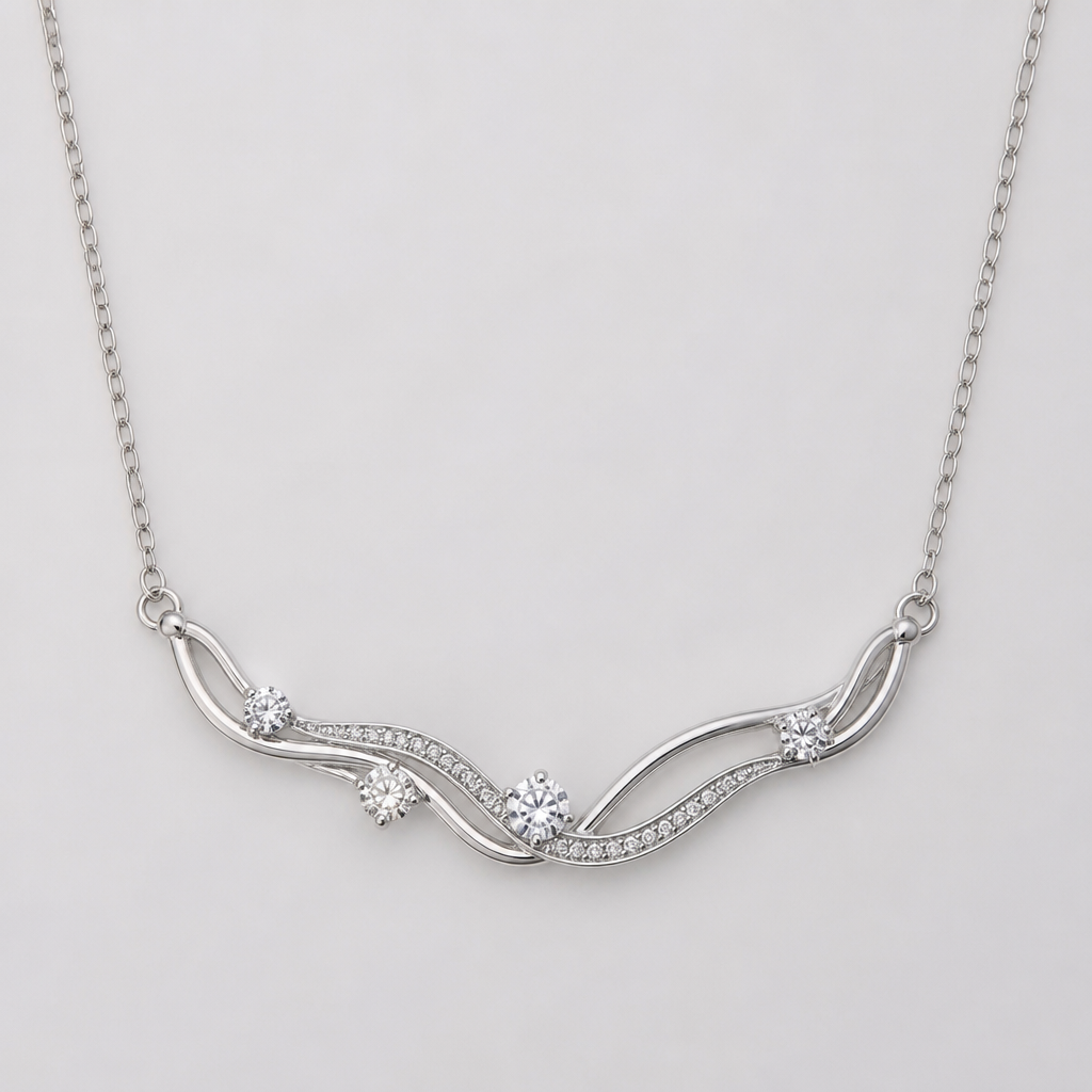 A women's necklace
photorealistic jewelry design, A women's necklace, modern style, just the design no text