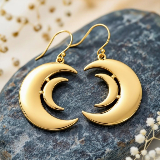 Серьги в золоте без камней фазы луны длинные серьги плавные формы