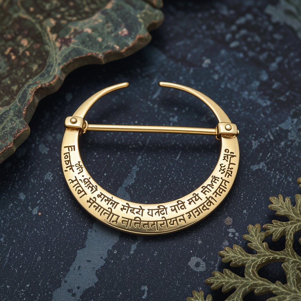 Серьги золотые в форме тонкого изящного полумесяца, полукруг как продолжение застежки, на полукруге надписи мантрами на санскрите