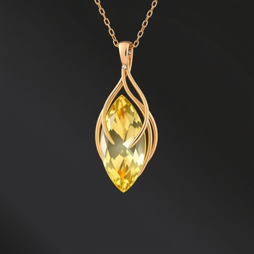 A delicat gold necklace with a light yellow color gemstone in a marquise cut the pendant must have the details of the flames