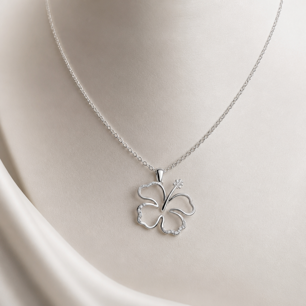 A women's necklace made of silver. hibicus ligne fine et delicat peu de diamand, interieur de lafleur vide, plus detail
photorealistic jewelry design, A women's necklace made of silver. hibicus ligne fine et delicat peu de diamand, interieur de lafleur vide, plus detail, modern style, just the design no text