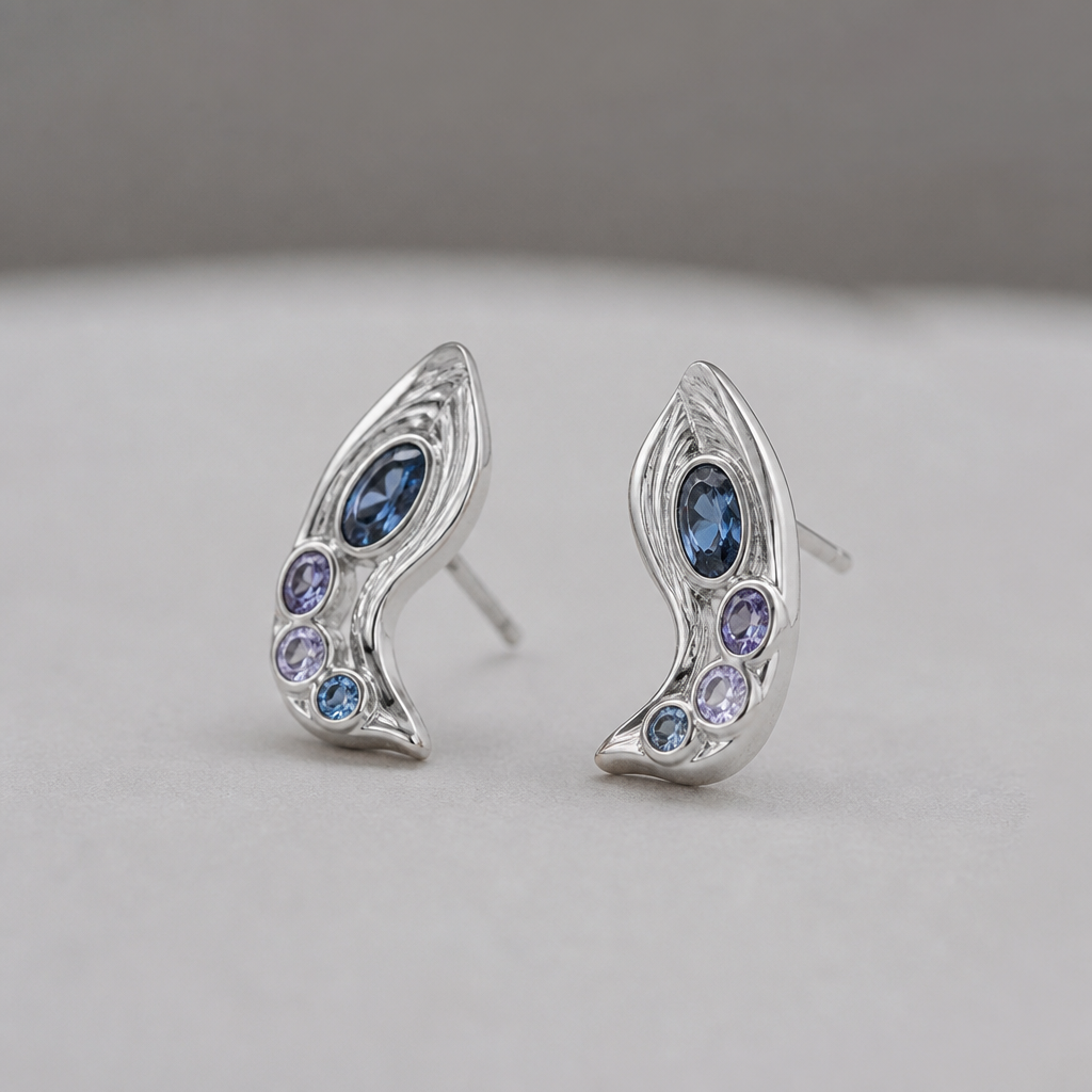 A women's earrings made of silver suitable for daily wear. create earing with theses color sapphires. with using a silver clay
photorealistic jewelry design, A women's earrings made of silver suitable for daily wear. create earing with theses color sapphires. with using a silver clay, modern style, just the design no text