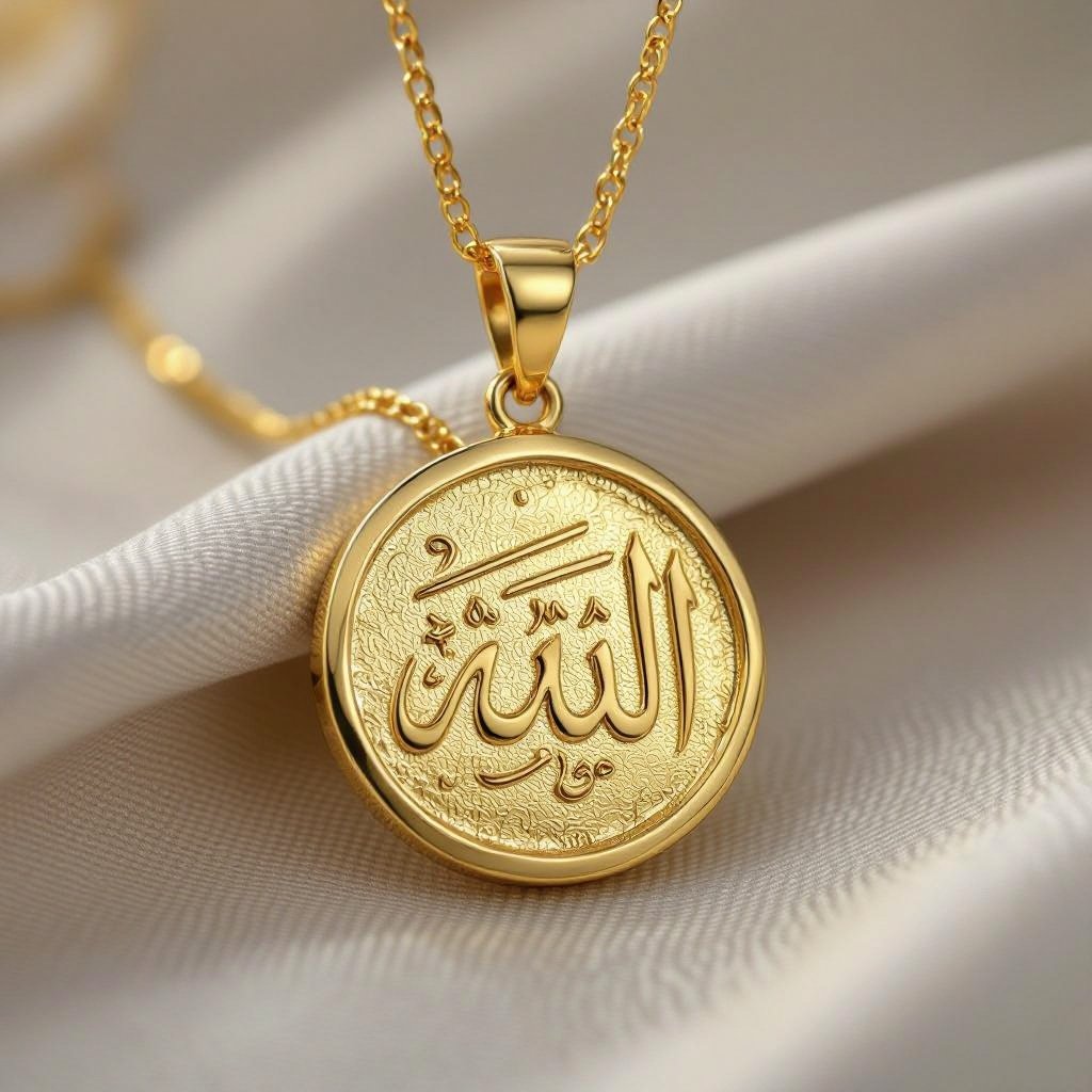 Make a plain gold locked with ALLAH written on it
