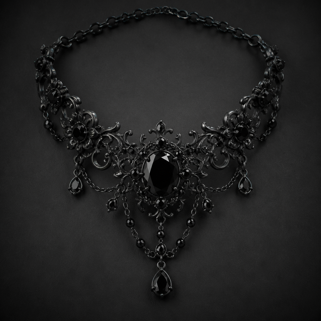 Black
photorealistic jewelry design, Black
, gothic style, just the design no text