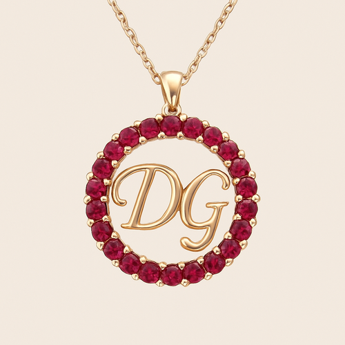 ruby with D and G letters pendant 