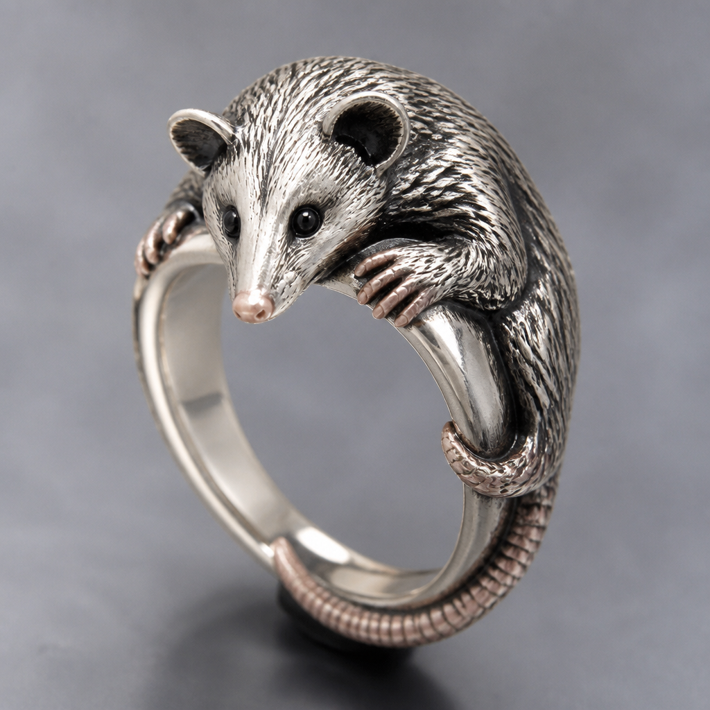 Possum ring
photorealistic jewelry design, Possum ring , just the design no text