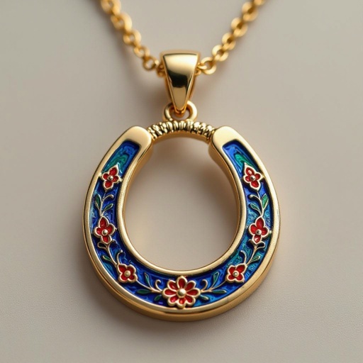 Enamel gold Create a design of iron horseshoe of modern enamel colored
