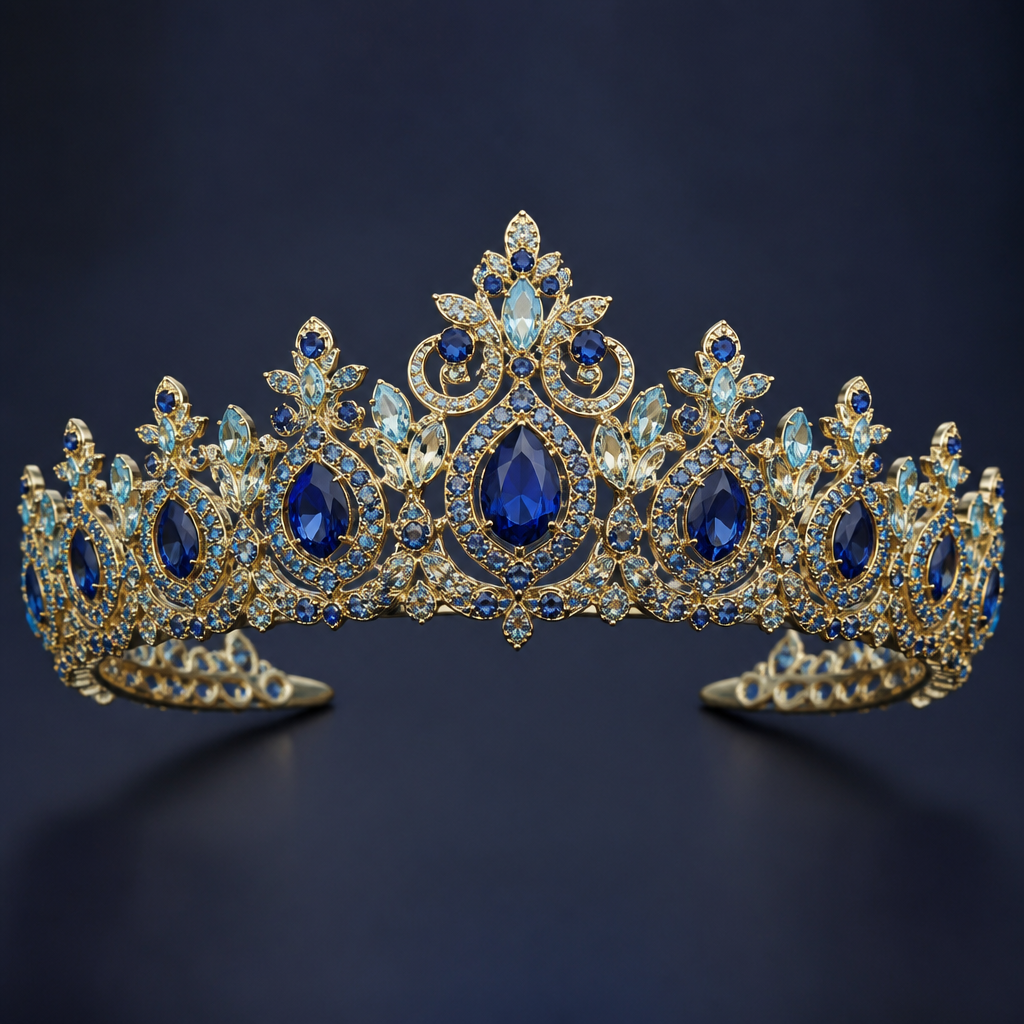 A eternity women's tiara made of gold with sapphire and aquamarine stones suitable for formal, highly ornate, intricate and elaborate, richly detailed
photorealistic jewelry design, A eternity women's tiara made of gold with sapphire and aquamarine stones suitable for formal, highly ornate, intricate and elaborate, richly detailed, eternity style, just the design no text