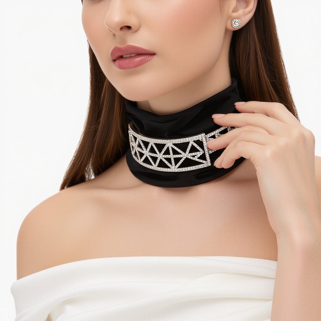 Create a Geomatric edge choker diamonds of animal spirit 
