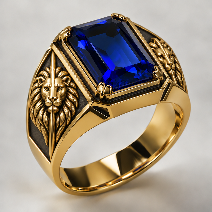 Make head of a lion symmetrical with a rail
edit the attached jewelry design with these instructions: Make head of a lion symmetrical with a rail. keep it photorealistic, just the design no text