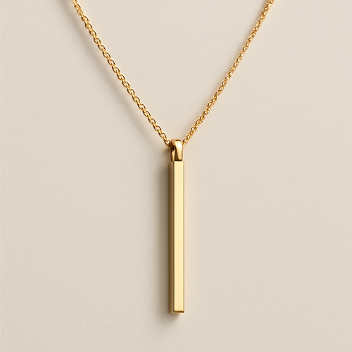 Modern geometric gold necklace with minimal design
