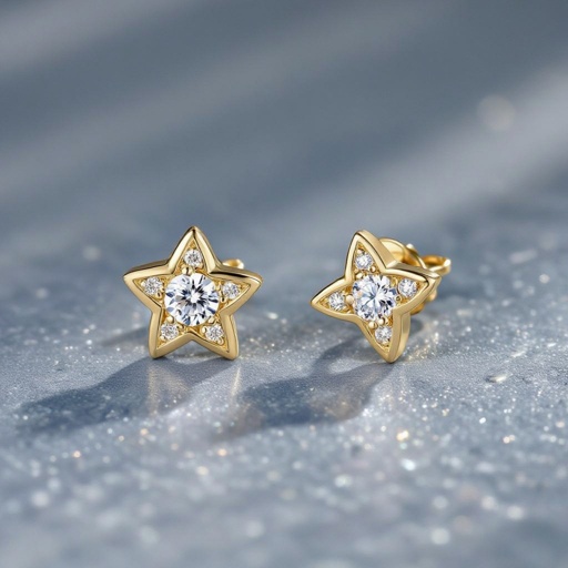 Небольшие золотые матовые серьги в виде созвездия