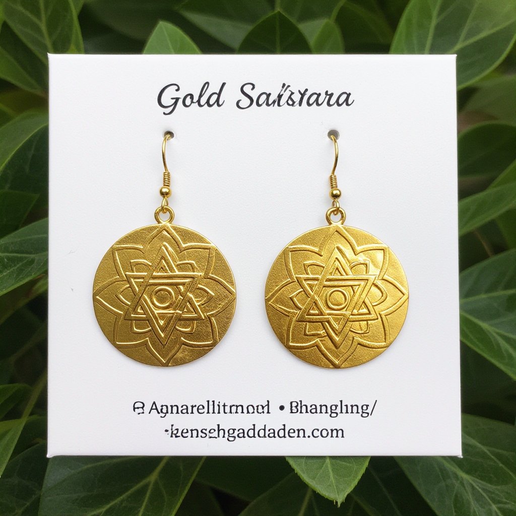  золотые матовые серьги в виде изображения чакры сахасрары