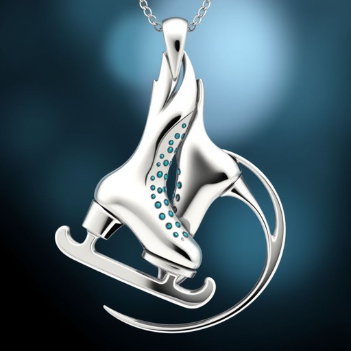 Pendant silver with stylized ice figure skating skates. Remove boots and leave only lowest part of skates. Add turquoise