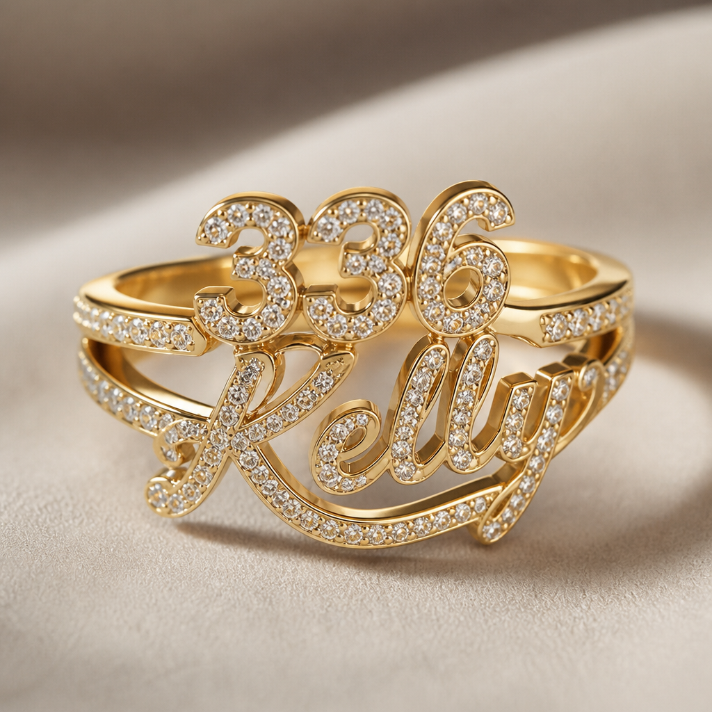 A women's ring made of gold with diamond stones. create a ring saying "336 Kelly"
photorealistic jewelry design, A women's ring made of gold with diamond stones. create a ring saying "336 Kelly", modern style, just the design no text