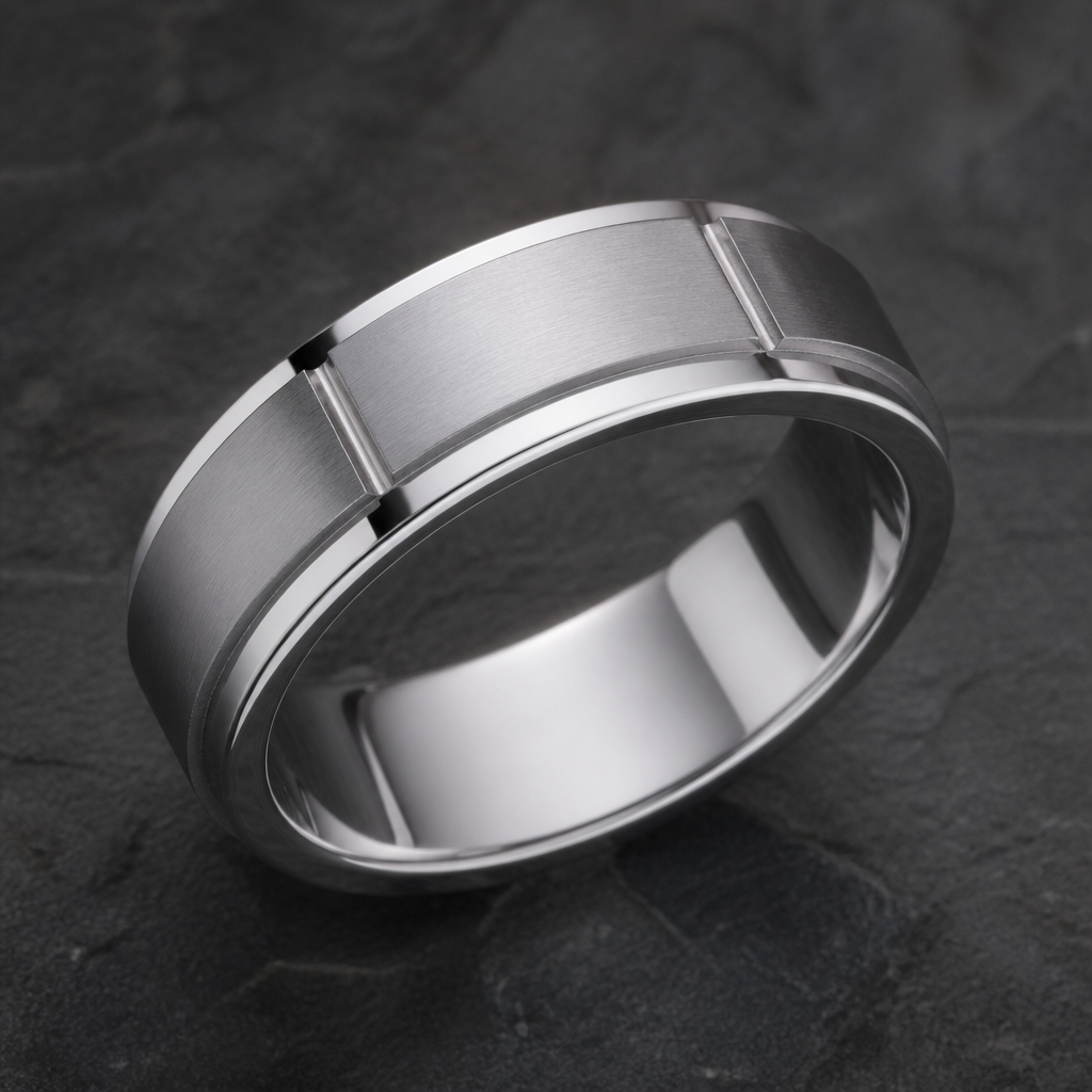 A men's ring made of silver
photorealistic jewelry design, A men's ring made of silver, modern style, just the design no text