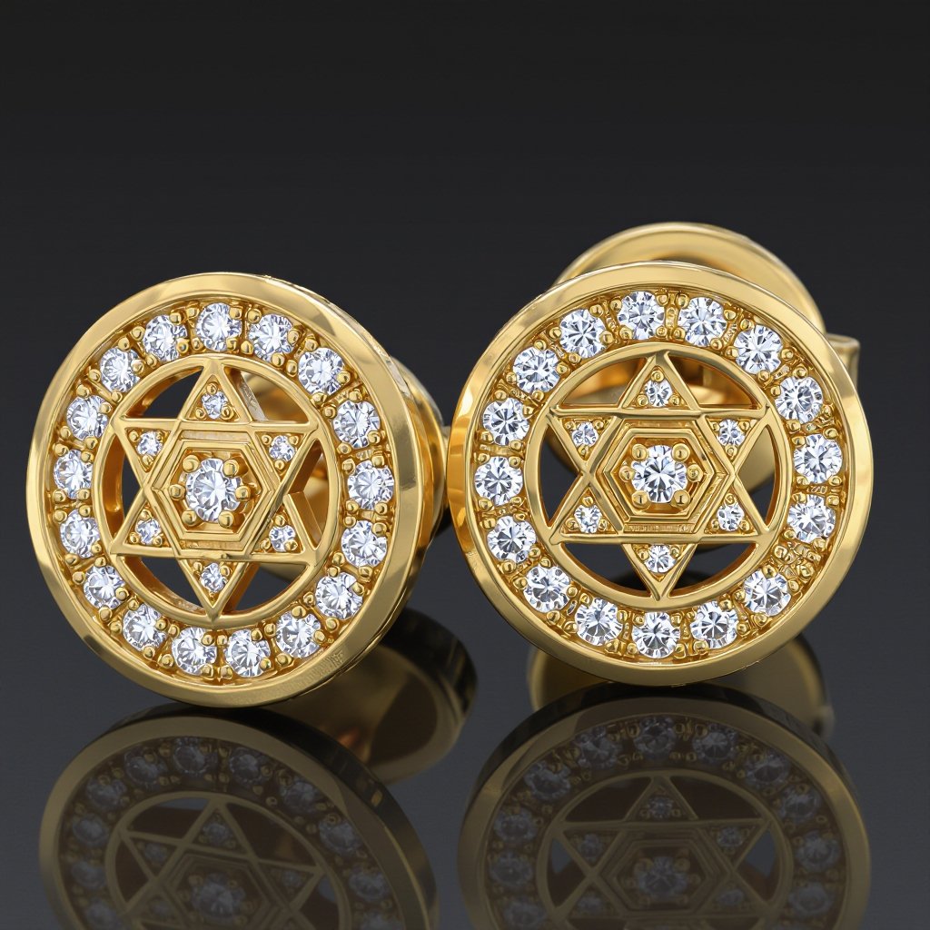  золотые матовые серьги в виде изображения чакры сахасрары