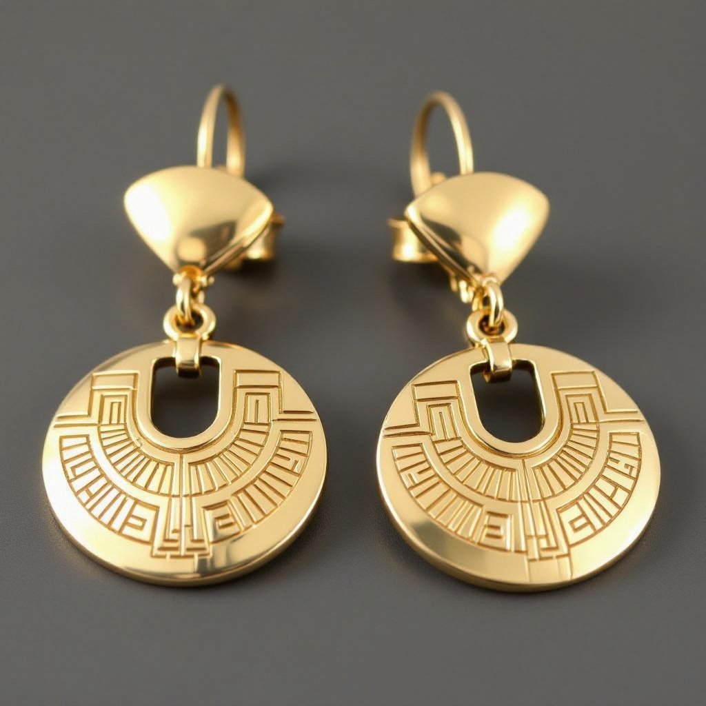 Серьги золотые в форме тонкого изящного полумесяца, полукруг как продолжение застежки, на полукруге надписи мантрами на санскрите