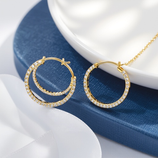 Eclipsera Hoops 	•	Style: Eclipse-inspired double hoop; smaller hoop suspended on chain inside larger hoop. 	•	Dimensions: Outer hoop Ø 26 mm; inner hoop Ø 14 mm. 	•	Material: 18K gold-plated sterling silver. 	•	Gem Details: Tiny pavé CZ/lab diamonds on smaller inner hoop. 	•	Closure: Lock-in hinge snap closure. 	•	Notes: Inner hoop must rotate freely with slight shimmer.