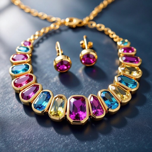 Necklace ,earring and ring design with colorful spinel 