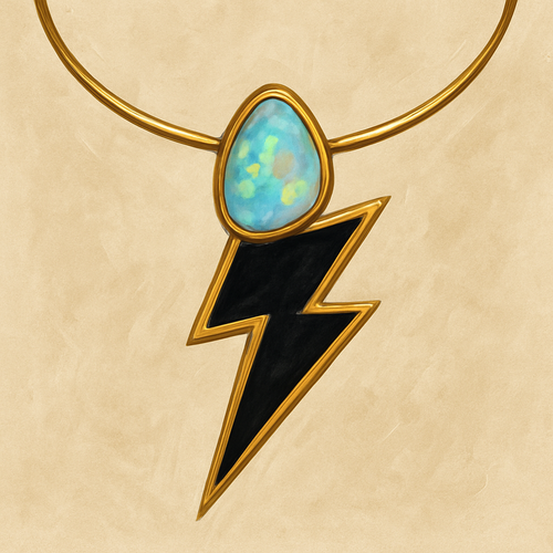 Opalite and onyx lightening bolt collar