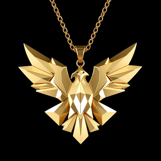 Geomatric modern eagle pendant of diamonds of architecture and volume and egey shapes