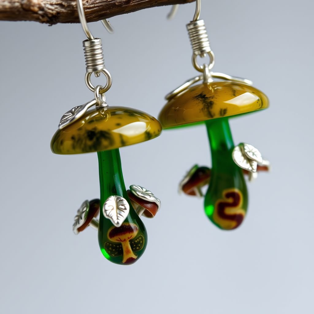 Glass mushroom earrings 