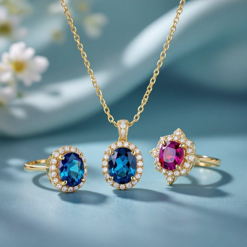 Necklace ,earring and ring design with colorful spinel