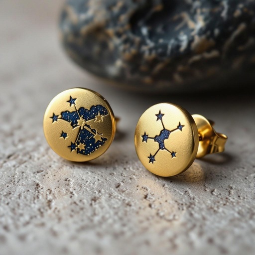  золотые матовые серьги в виде созвездия сириус